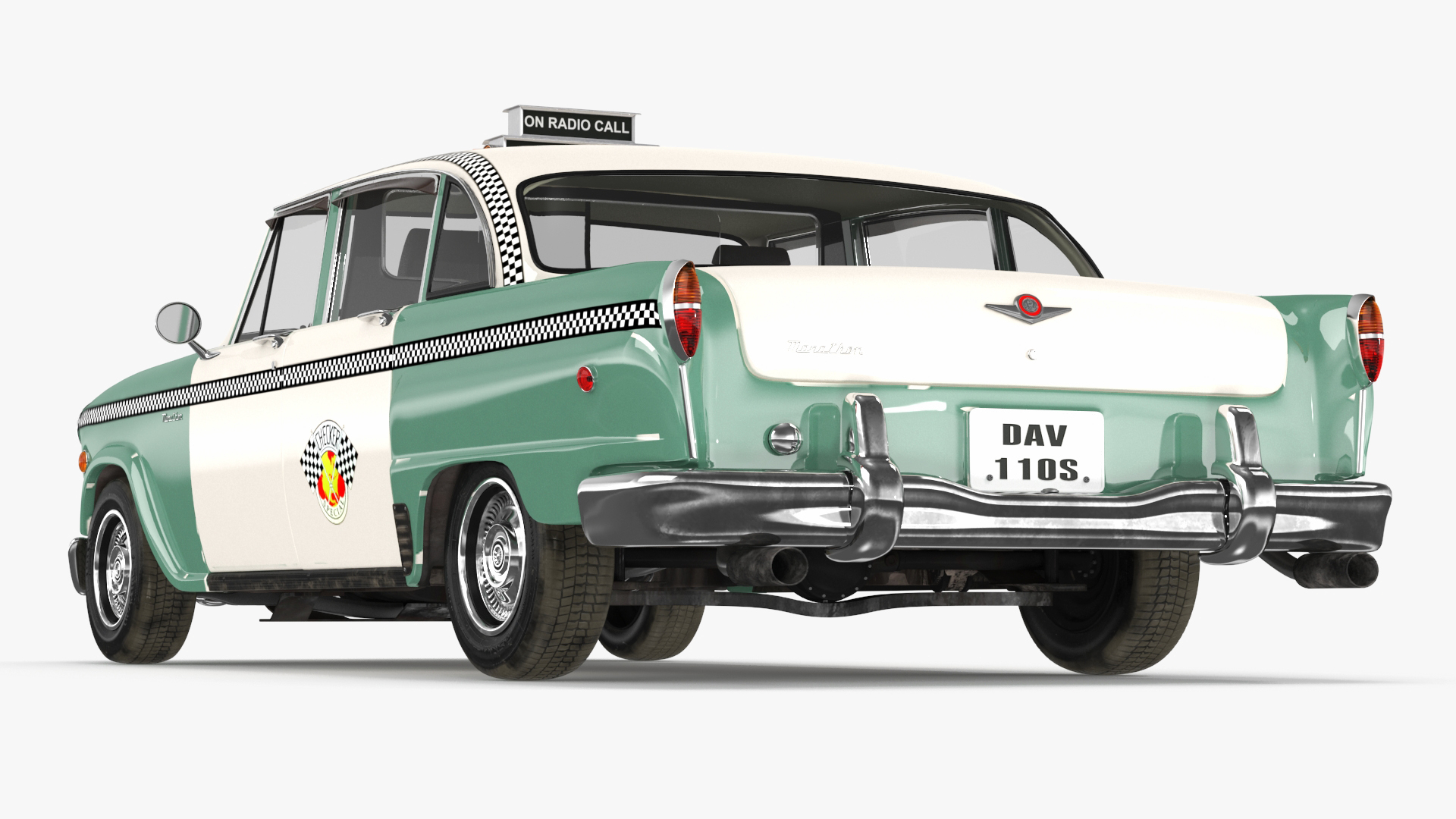 3D model Vintage Checker Taxi Cab Simple Interior