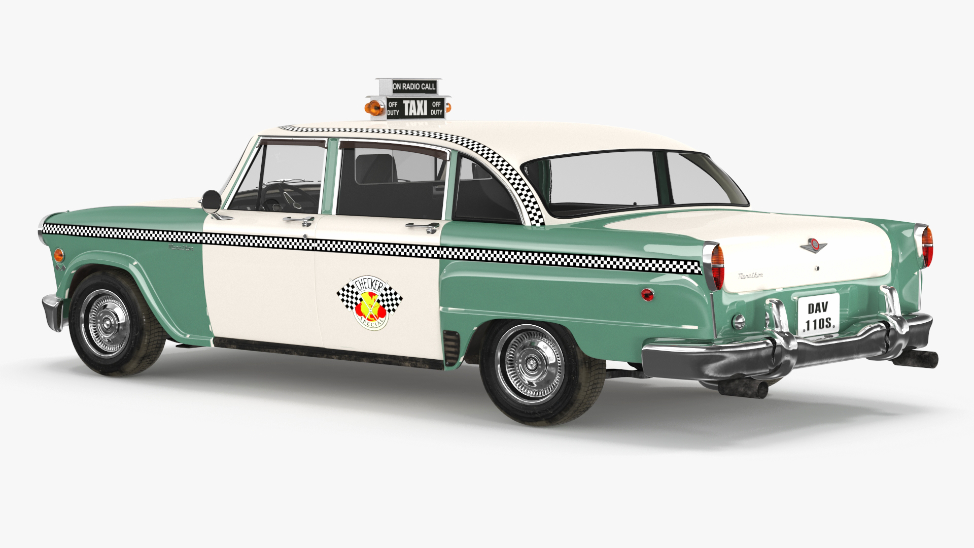 3D model Vintage Checker Taxi Cab Simple Interior