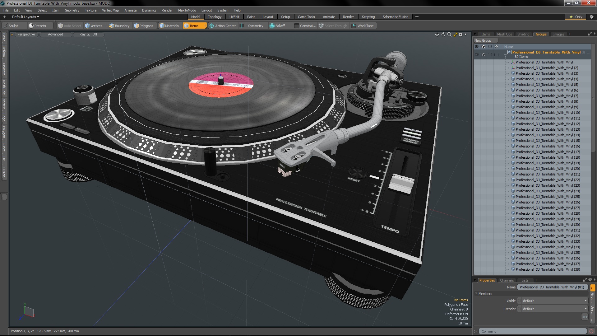 3D Professional DJ Turntable With Vinyl