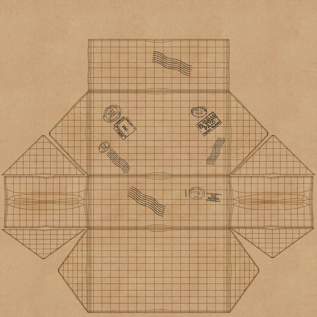 3D Brown Paper Mail Package Fur model