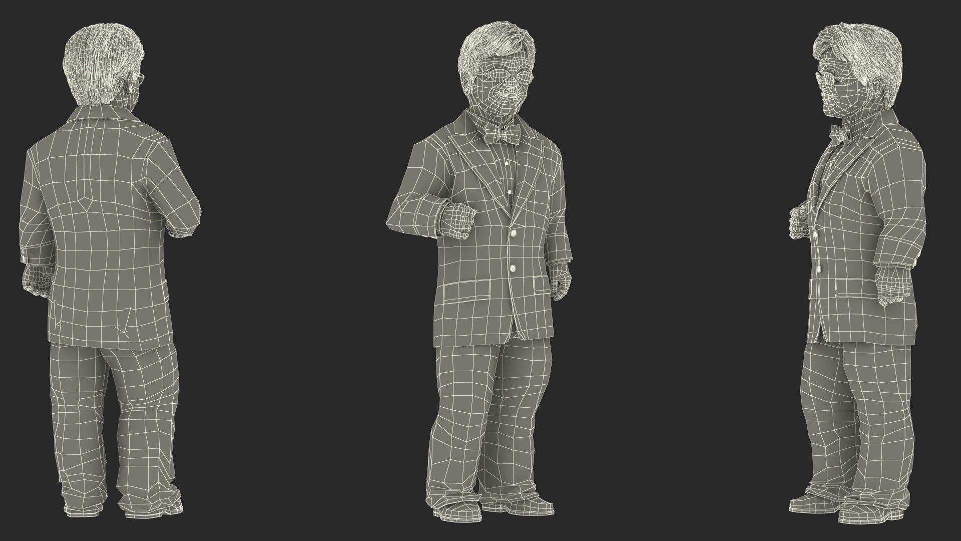 3D Dwarf Male Character in Business Suit Standing Pose