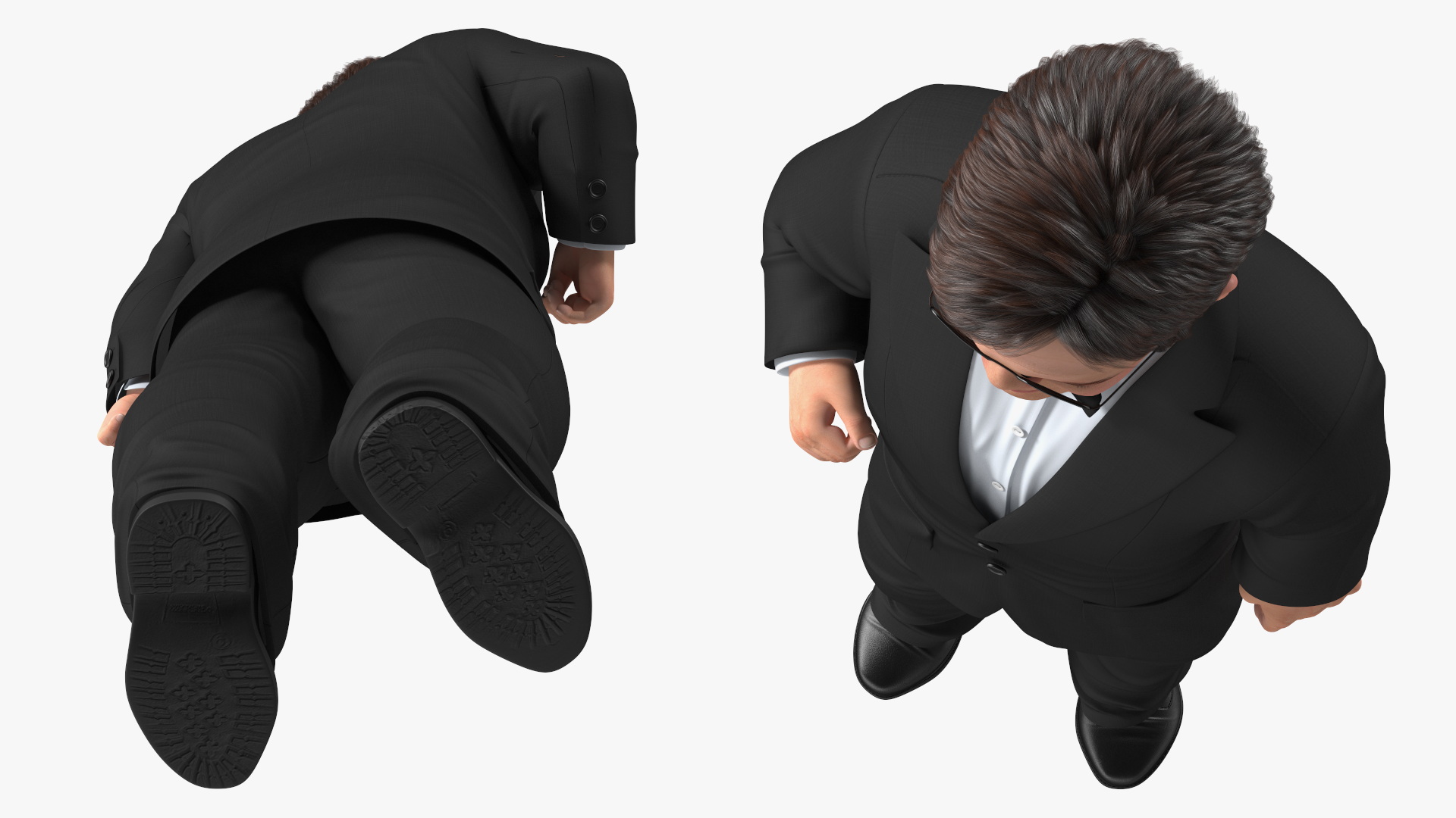 3D Dwarf Male Character in Business Suit Standing Pose