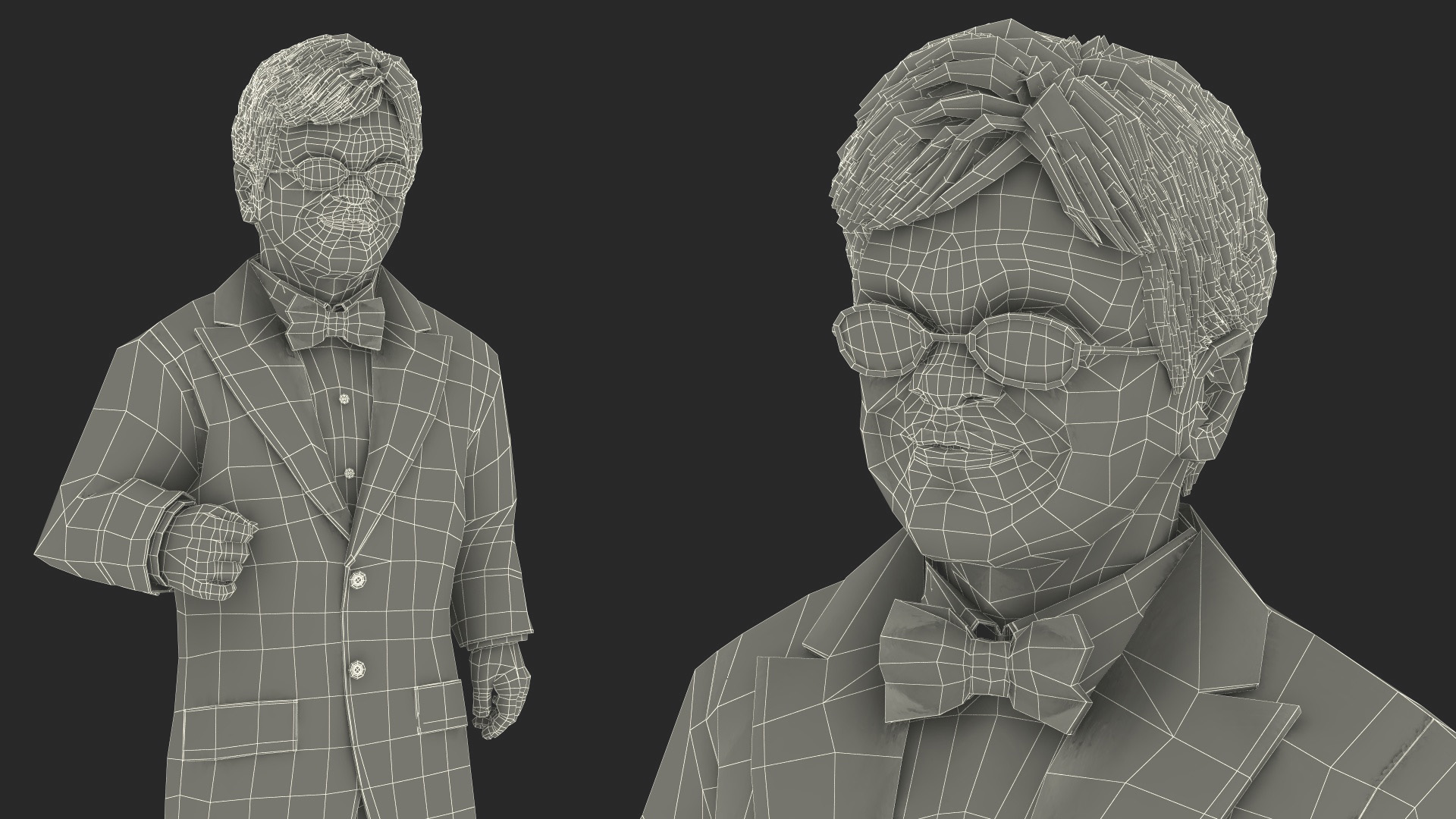 3D Dwarf Male Character in Business Suit Standing Pose