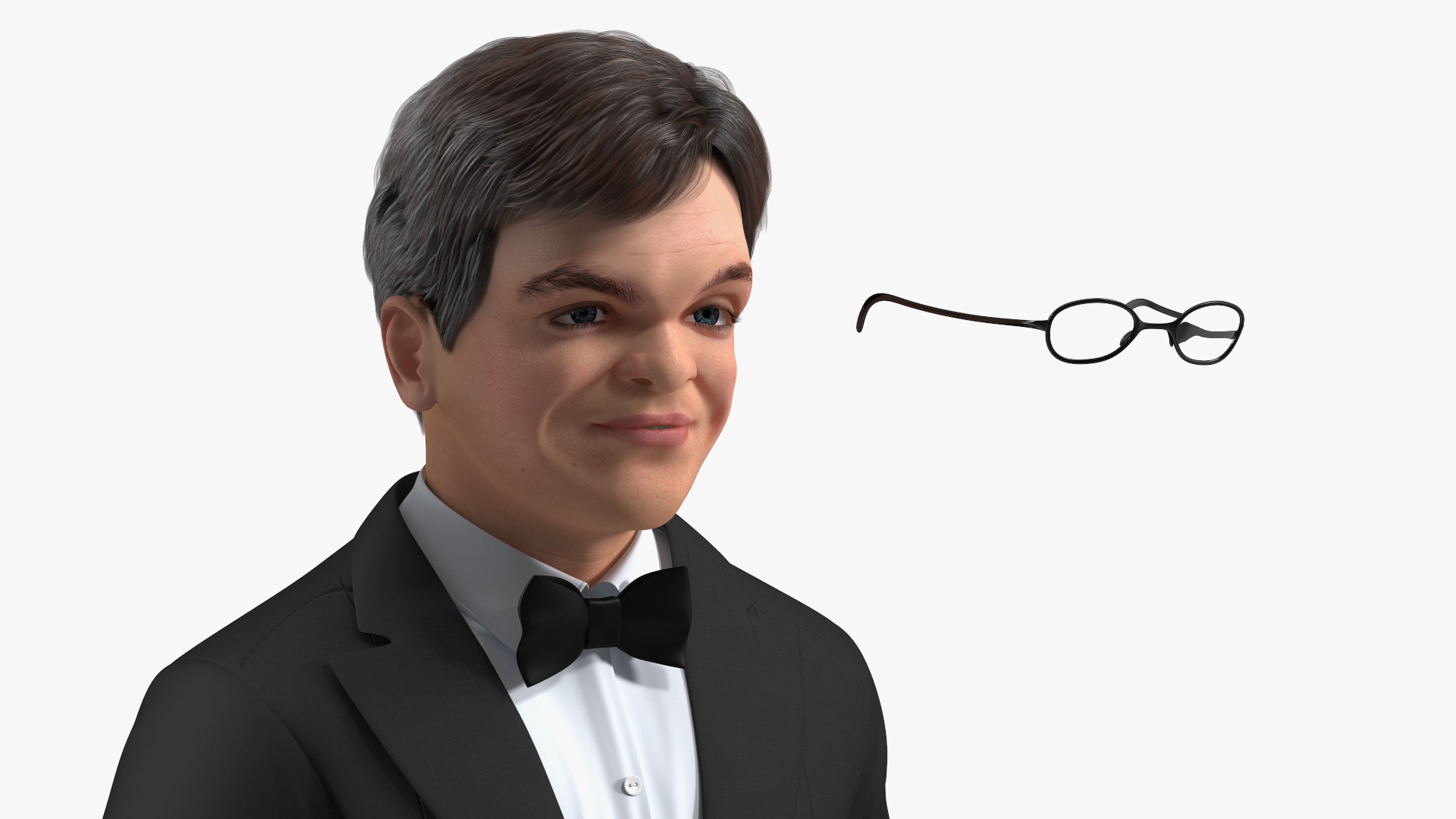 3D Dwarf Male Character in Business Suit Standing Pose