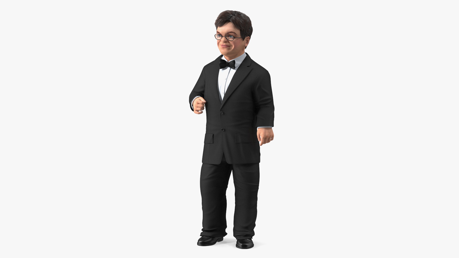 3D Dwarf Male Character in Business Suit Standing Pose
