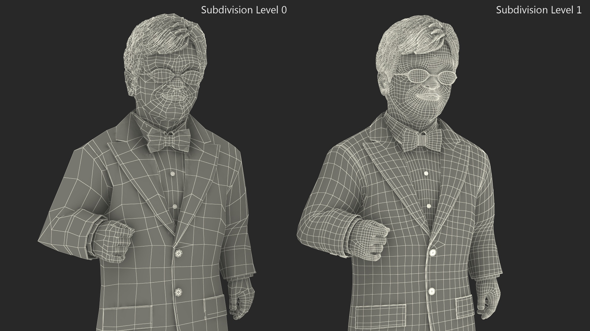 3D Dwarf Male Character in Business Suit Standing Pose