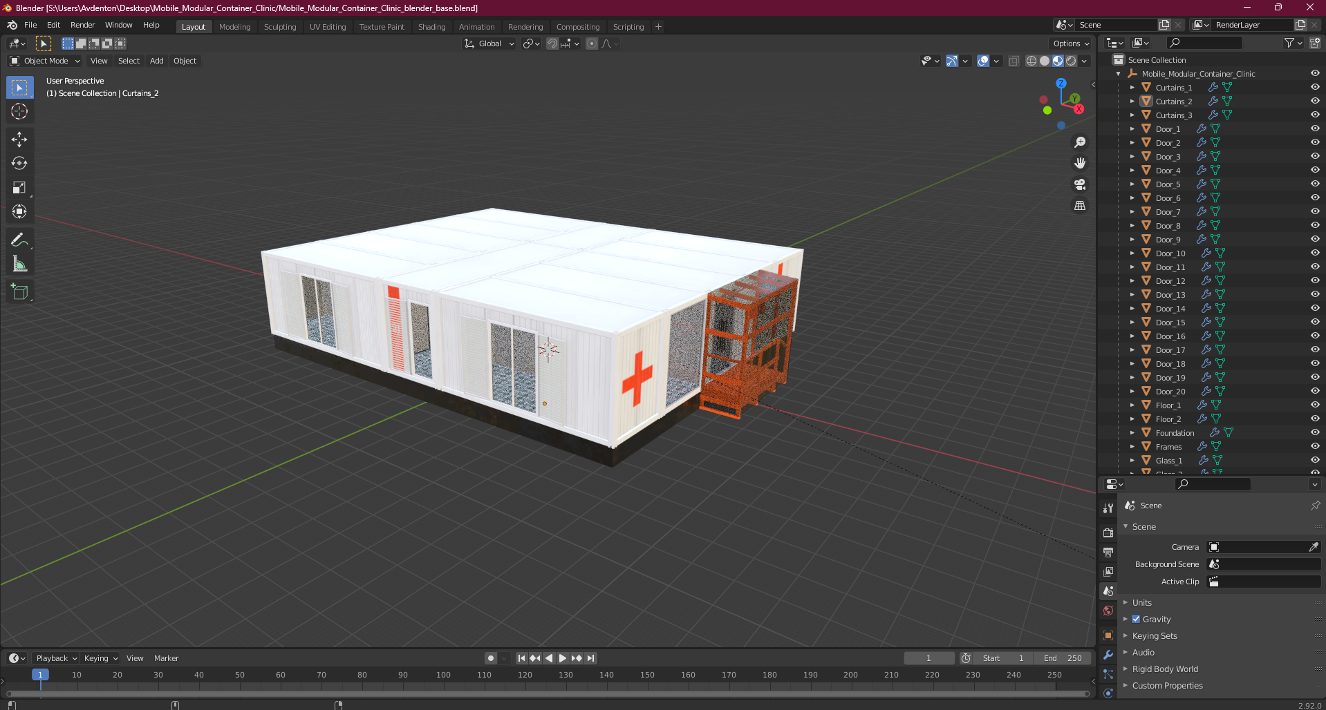 3D Mobile Modular Container Clinic