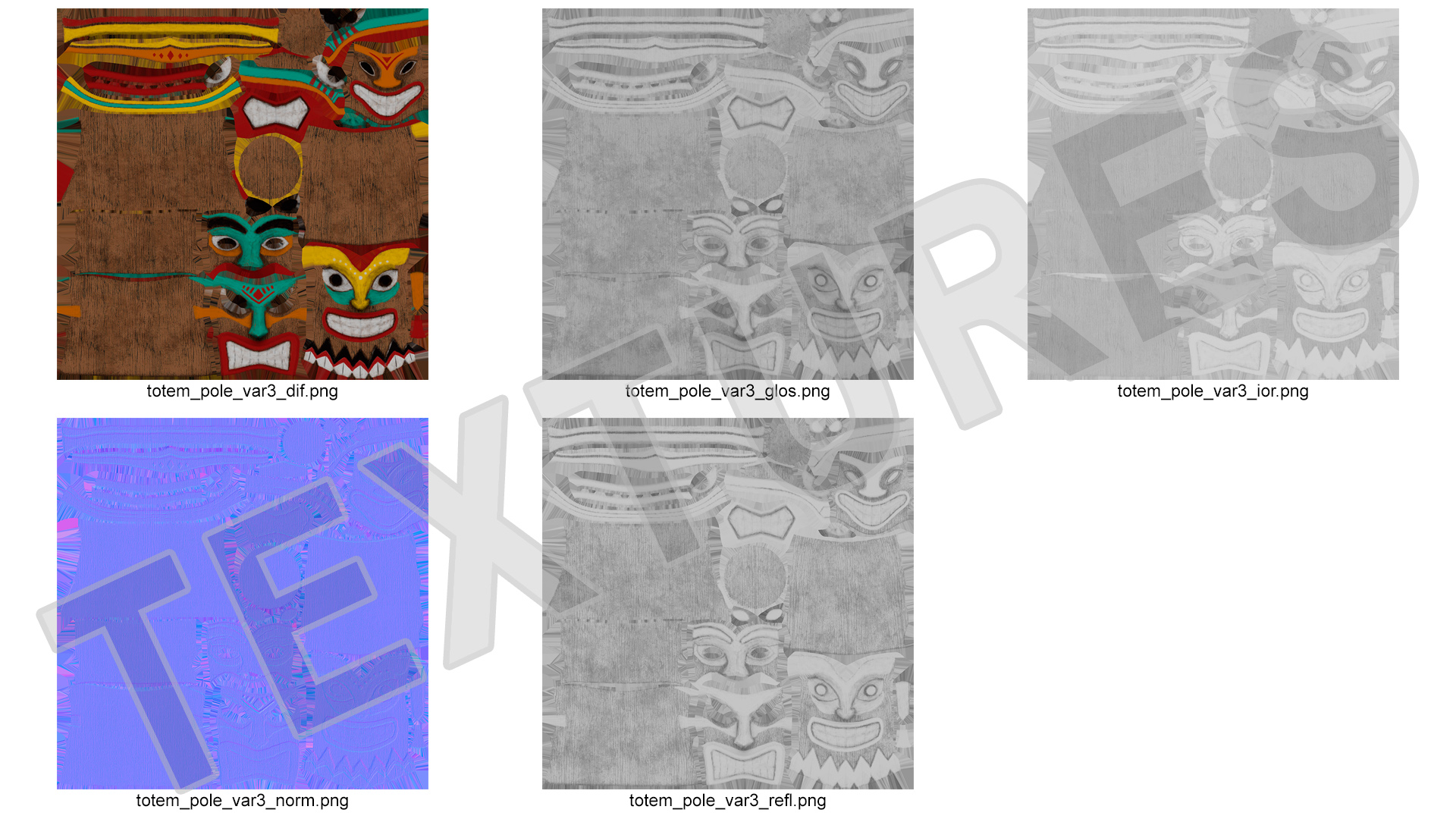 Hand Carved Wooden Totem Pole 3D model