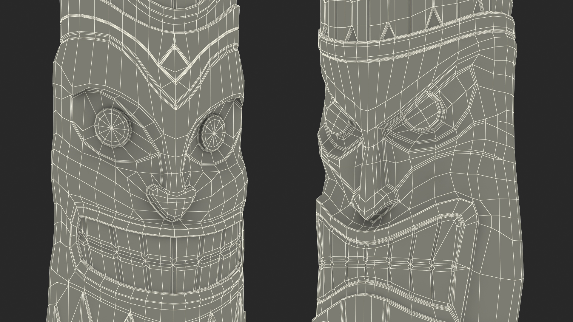 Hand Carved Wooden Totem Pole 3D model
