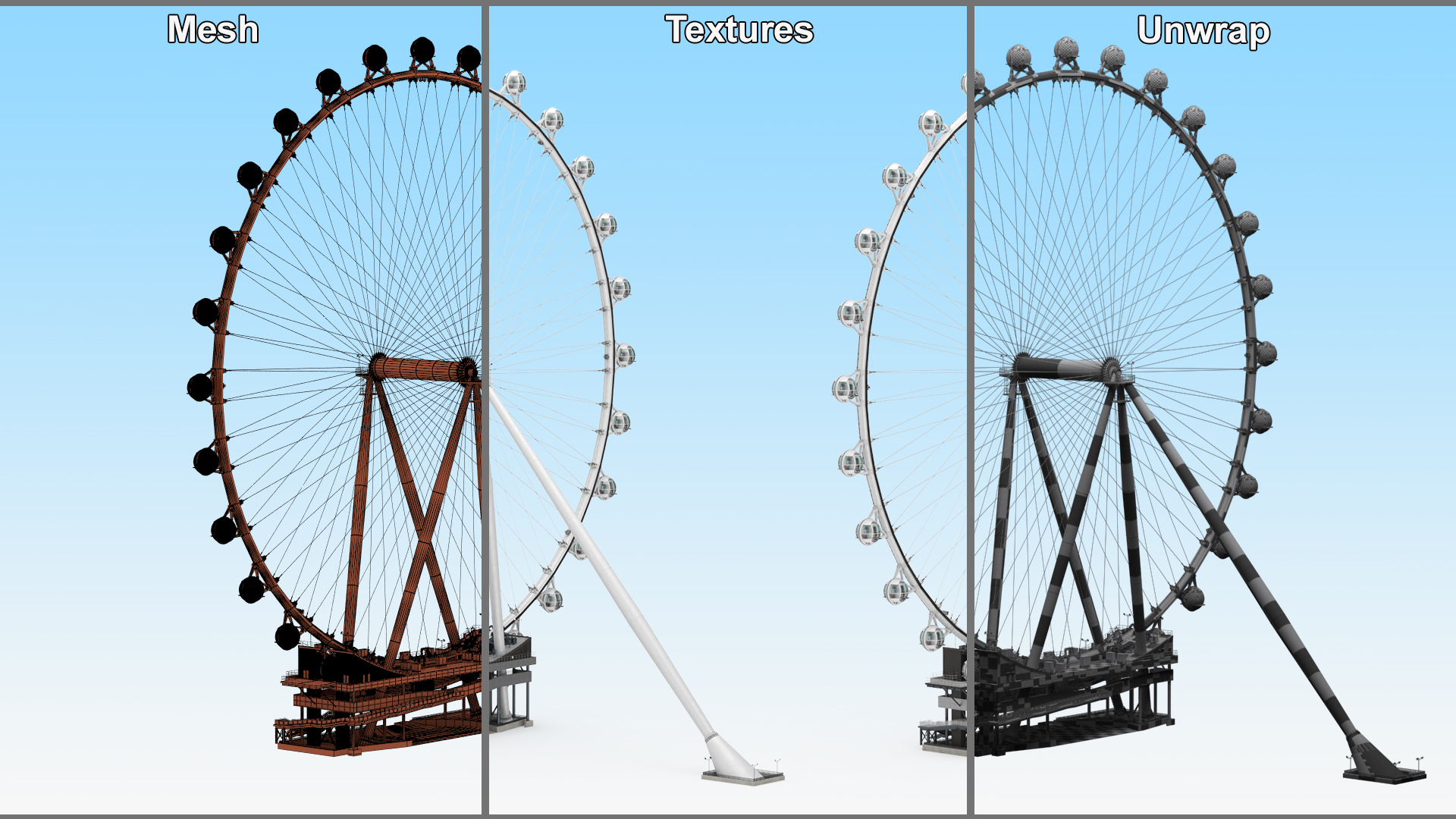 High Roller Ferris Wheel 3D model