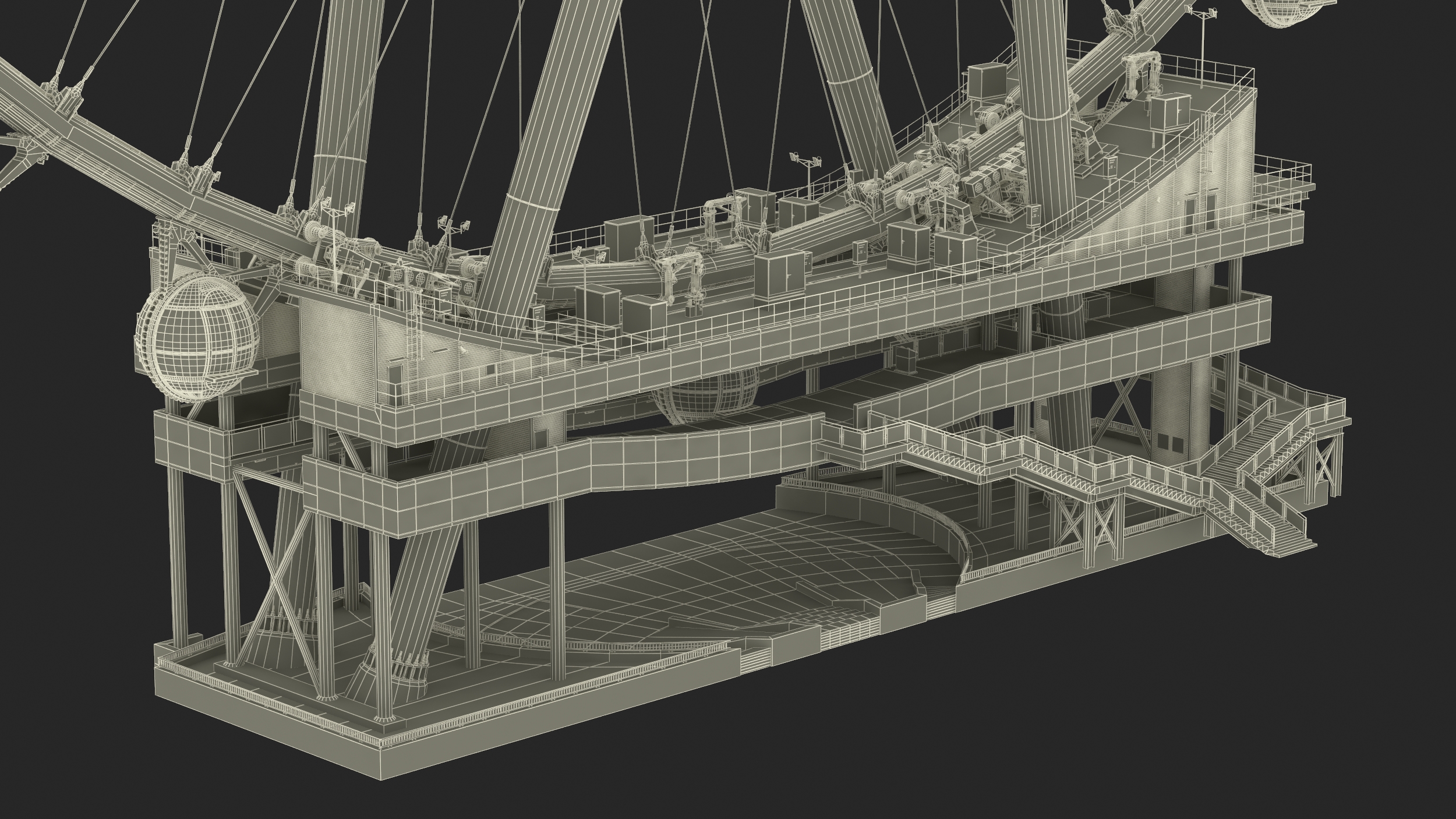High Roller Ferris Wheel 3D model