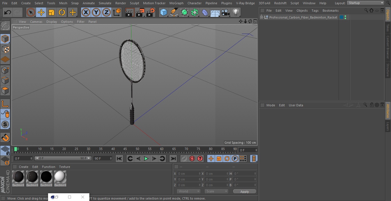 Professional Carbon Fiber Badminton Racket 3D