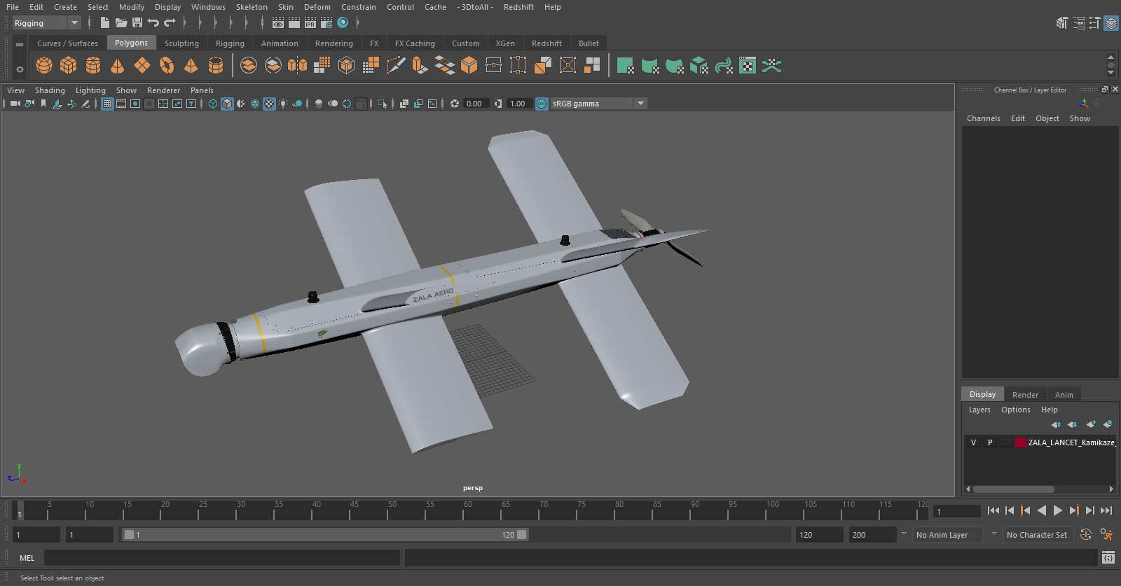 3D ZALA LANCET Kamikaze Attack Drone model