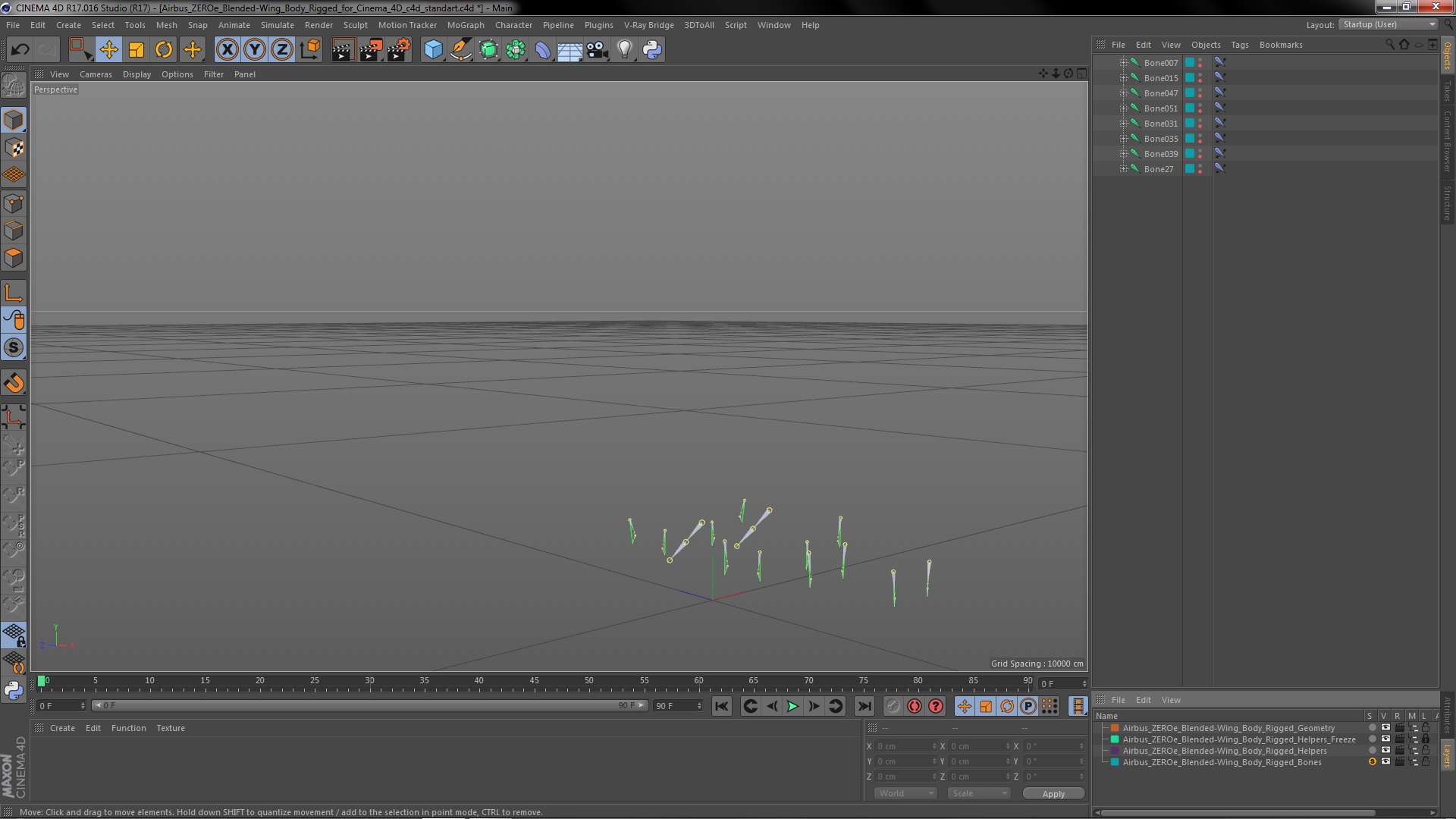 3D Airbus ZEROe Blended-Wing Body Rigged for Cinema 4D