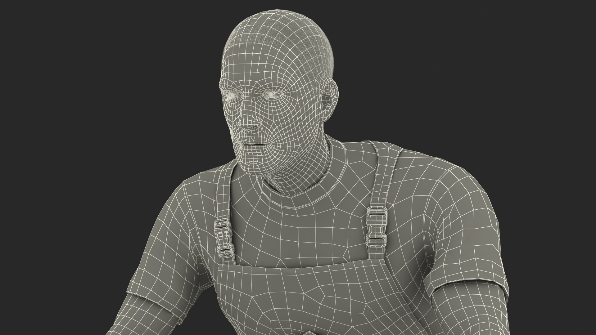 3D Worker with Platform Trolley Two Railing Cardboard Boxes Rigged Fur for Maya