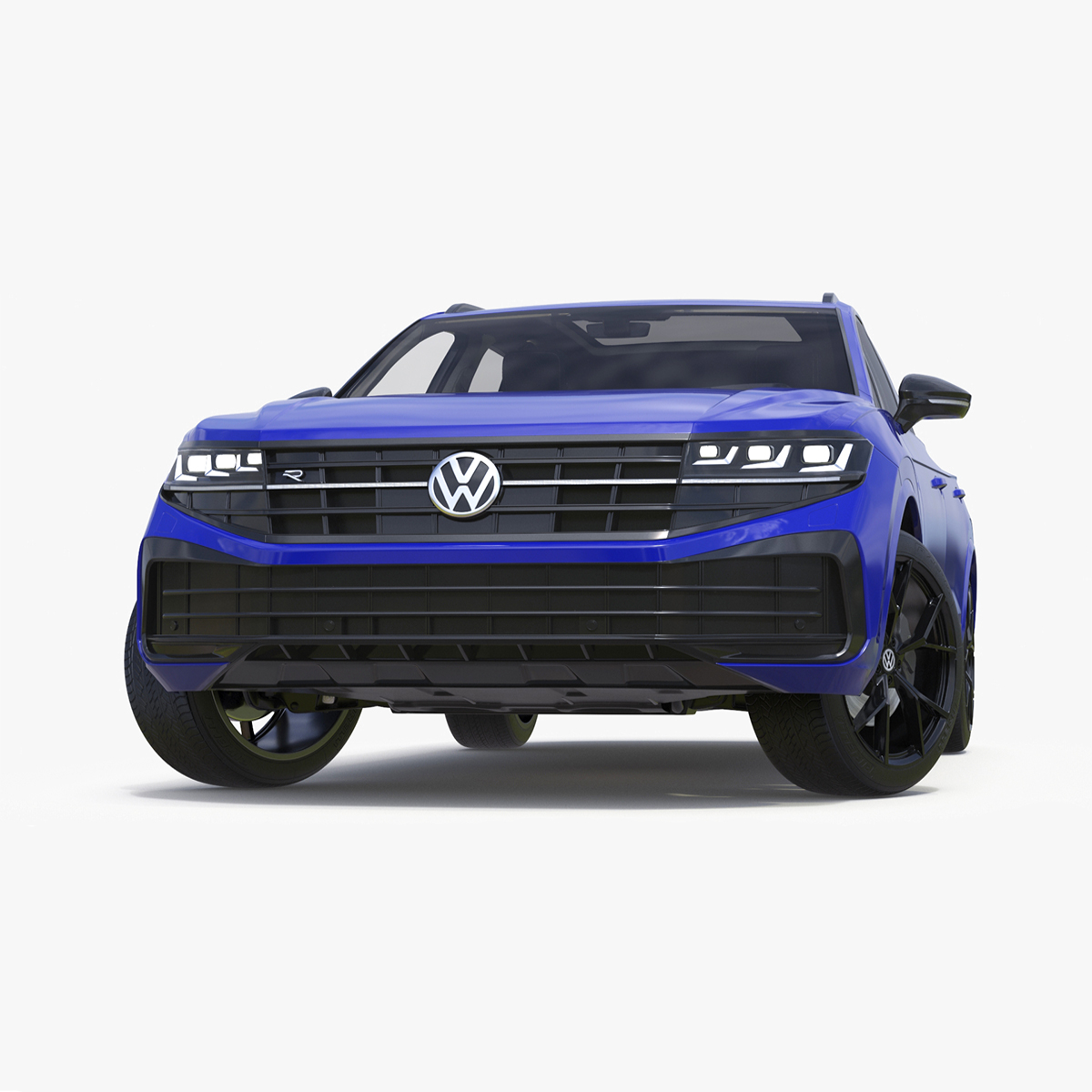 Volkswagen Touareg 2024 Blue Lights On Rigged for Cinema 4D 3D model