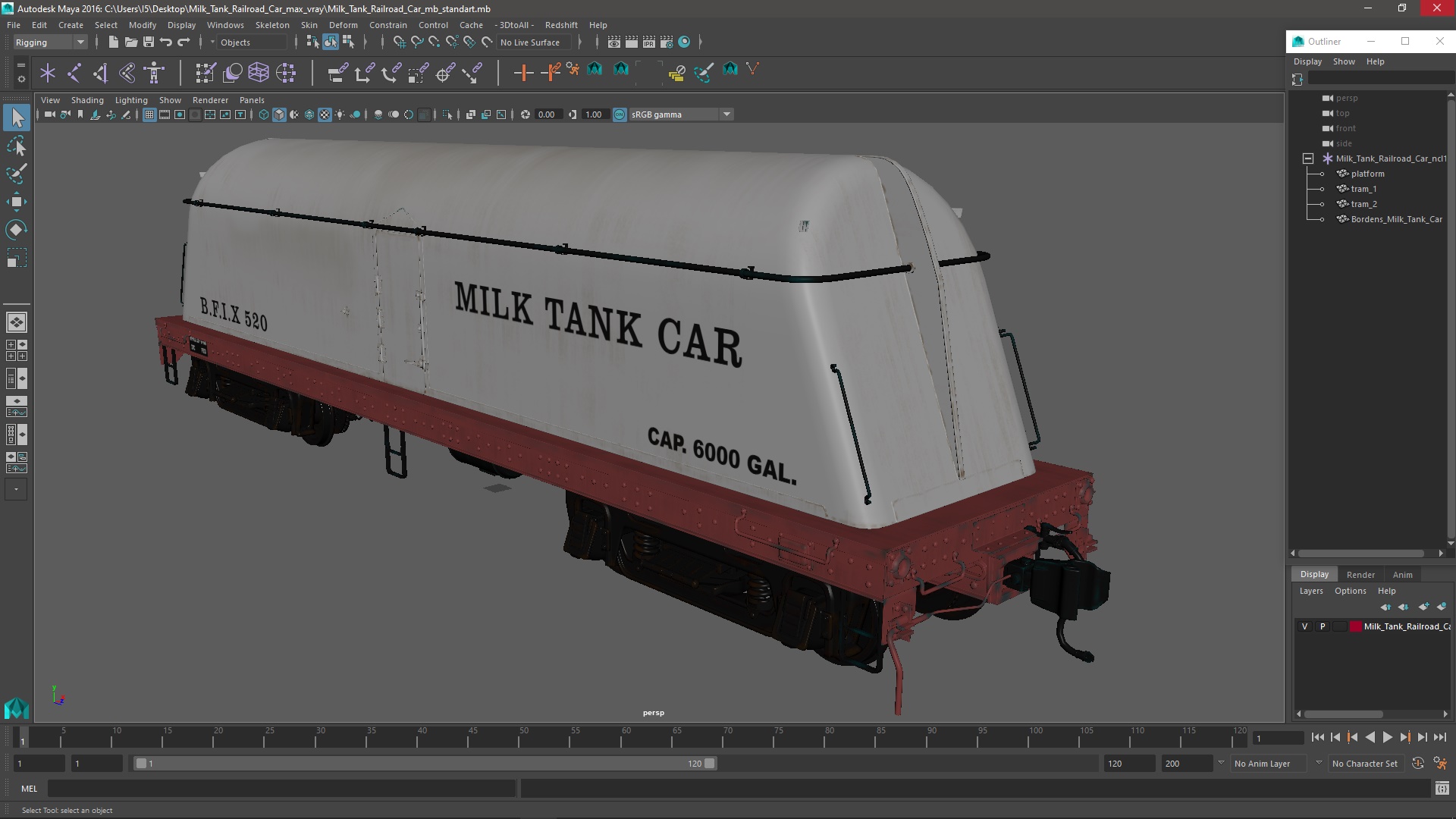Milk Tank Railroad Car 3D