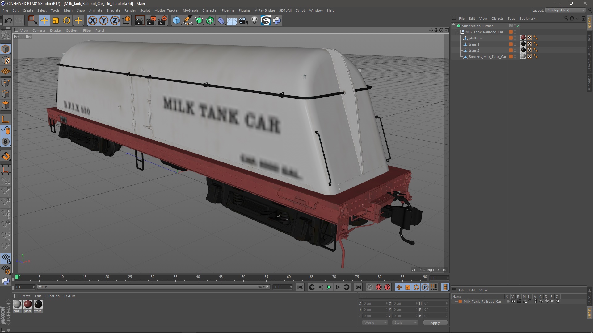 Milk Tank Railroad Car 3D