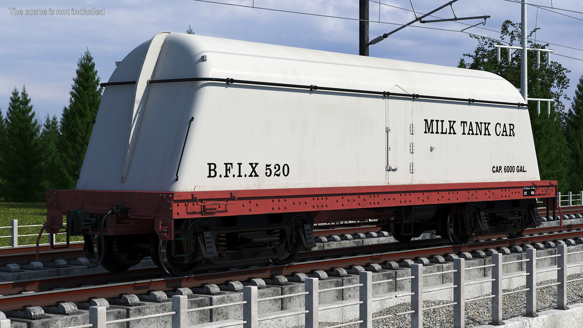 Milk Tank Railroad Car 3D