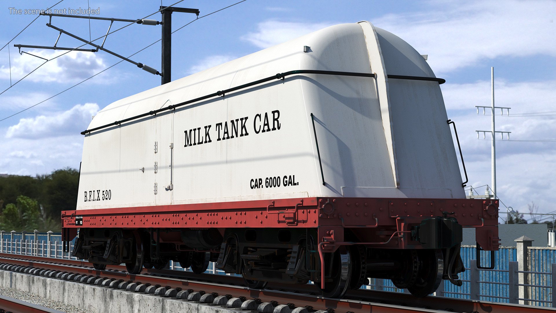 Milk Tank Railroad Car 3D