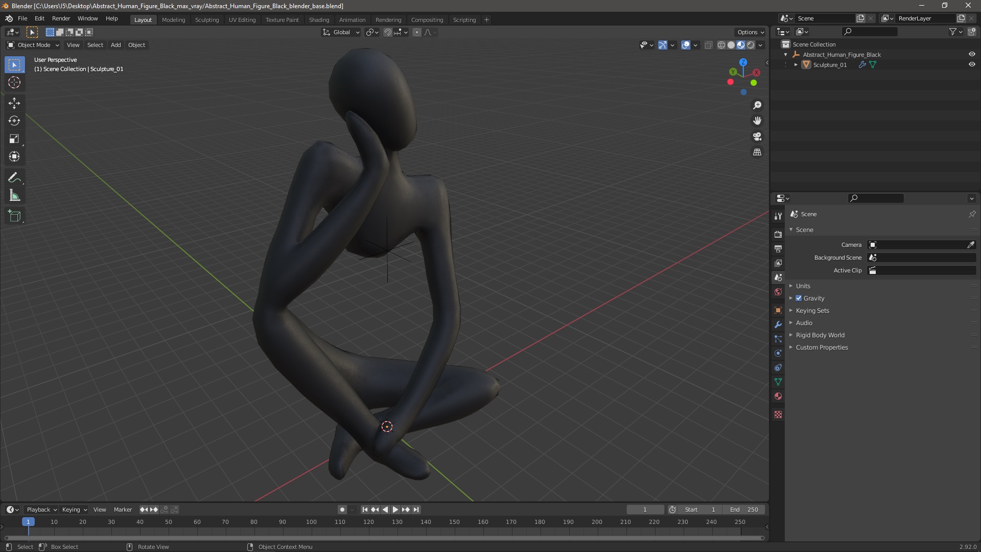 Abstract Human Figure Black 3D