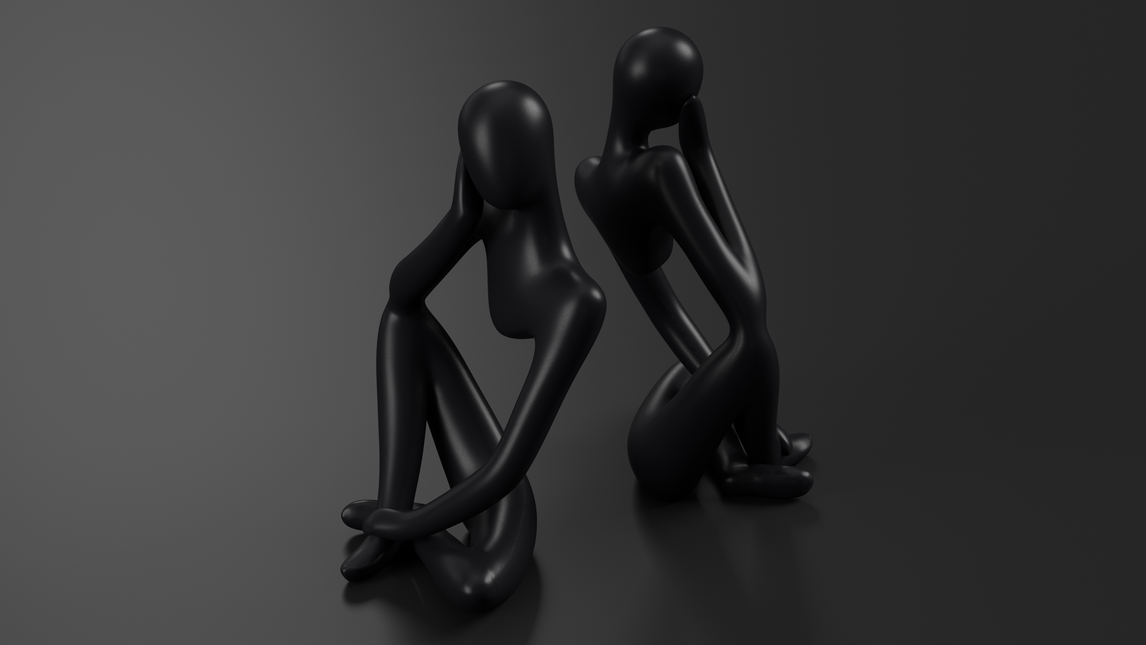 Abstract Human Figure Black 3D