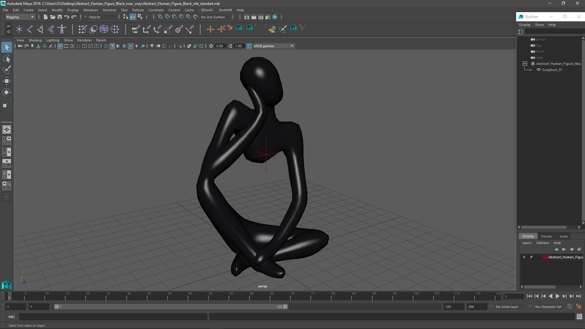 Abstract Human Figure Black 3D