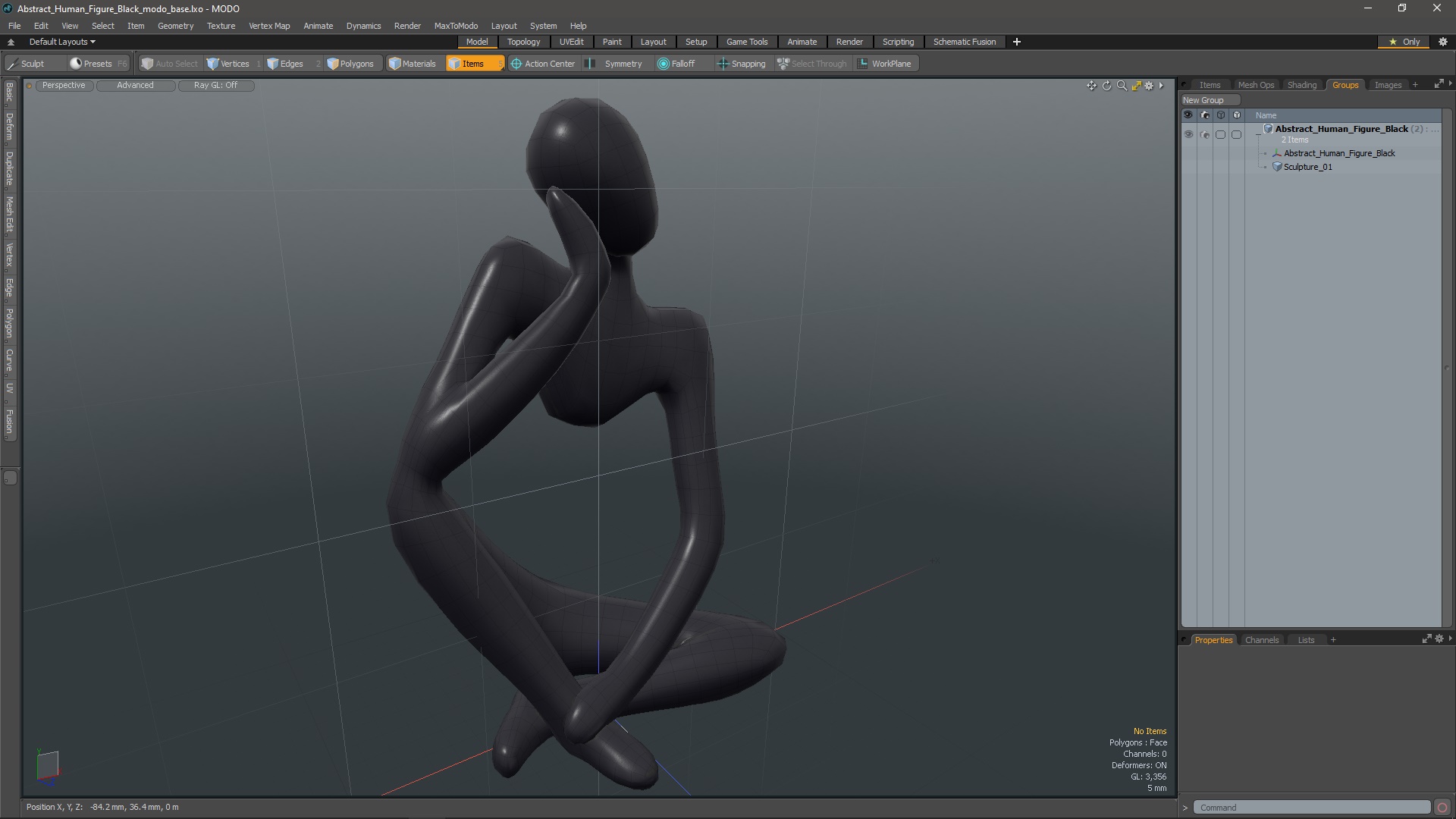 Abstract Human Figure Black 3D