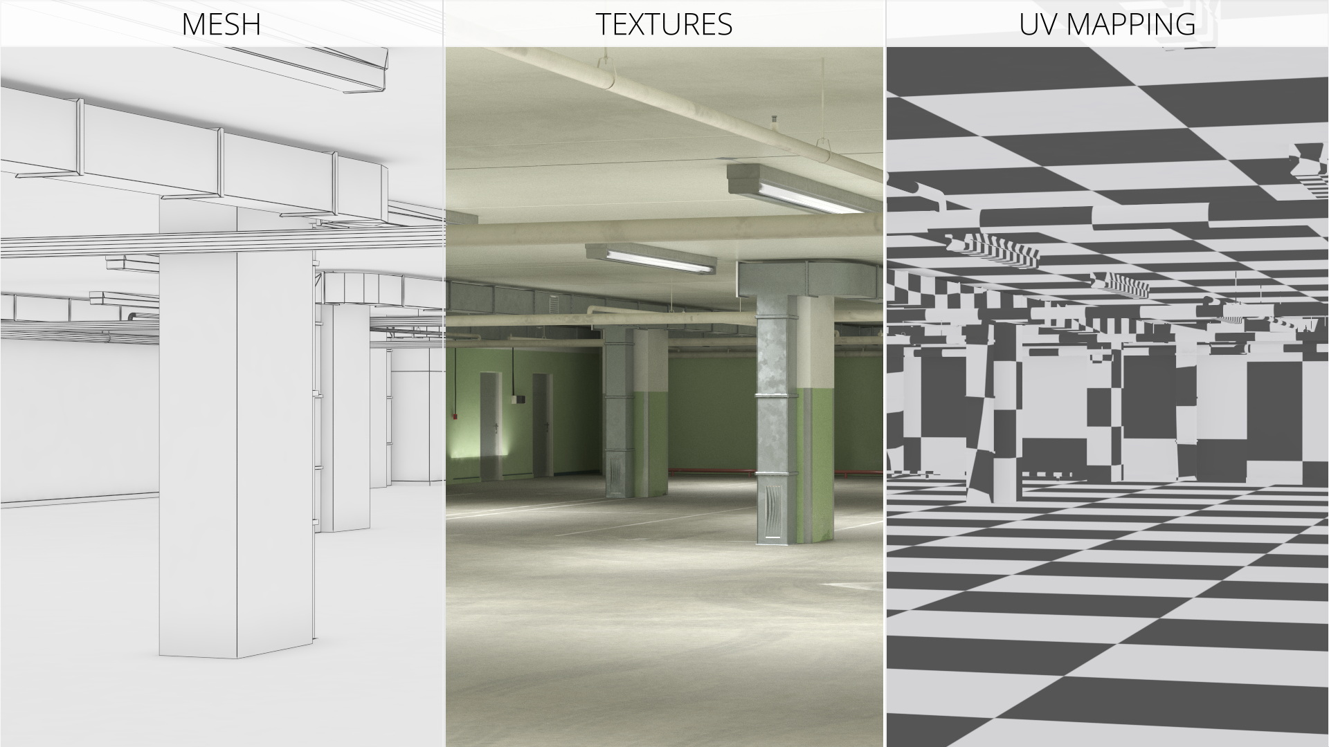 Underground Parking Garage Game Ready, view 9