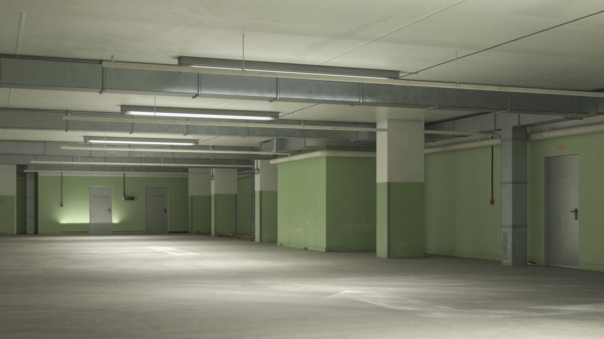 Underground Parking Garage Game Ready, view 7