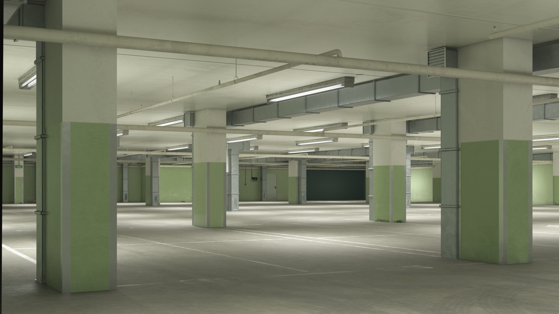 Underground Parking Garage Game Ready, view 6