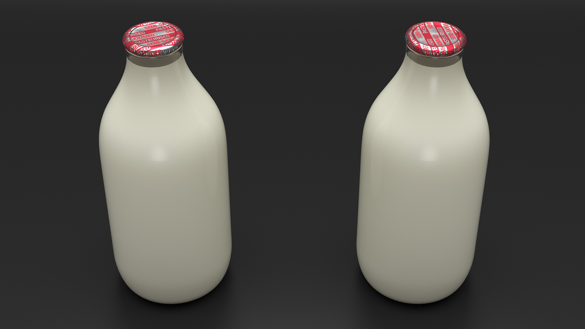 3D Semi-Skimmed Milk Bottles with Foil Top in Carrying Case