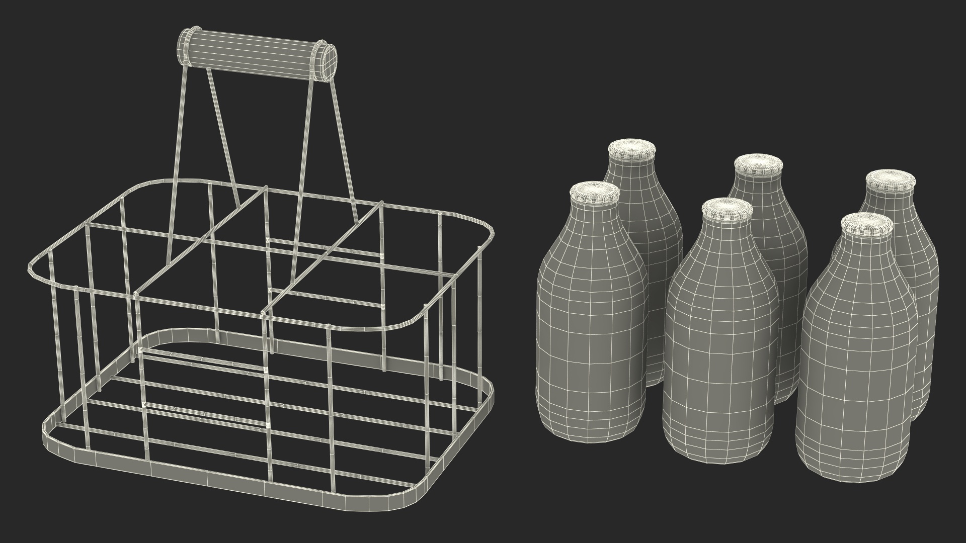 3D Semi-Skimmed Milk Bottles with Foil Top in Carrying Case