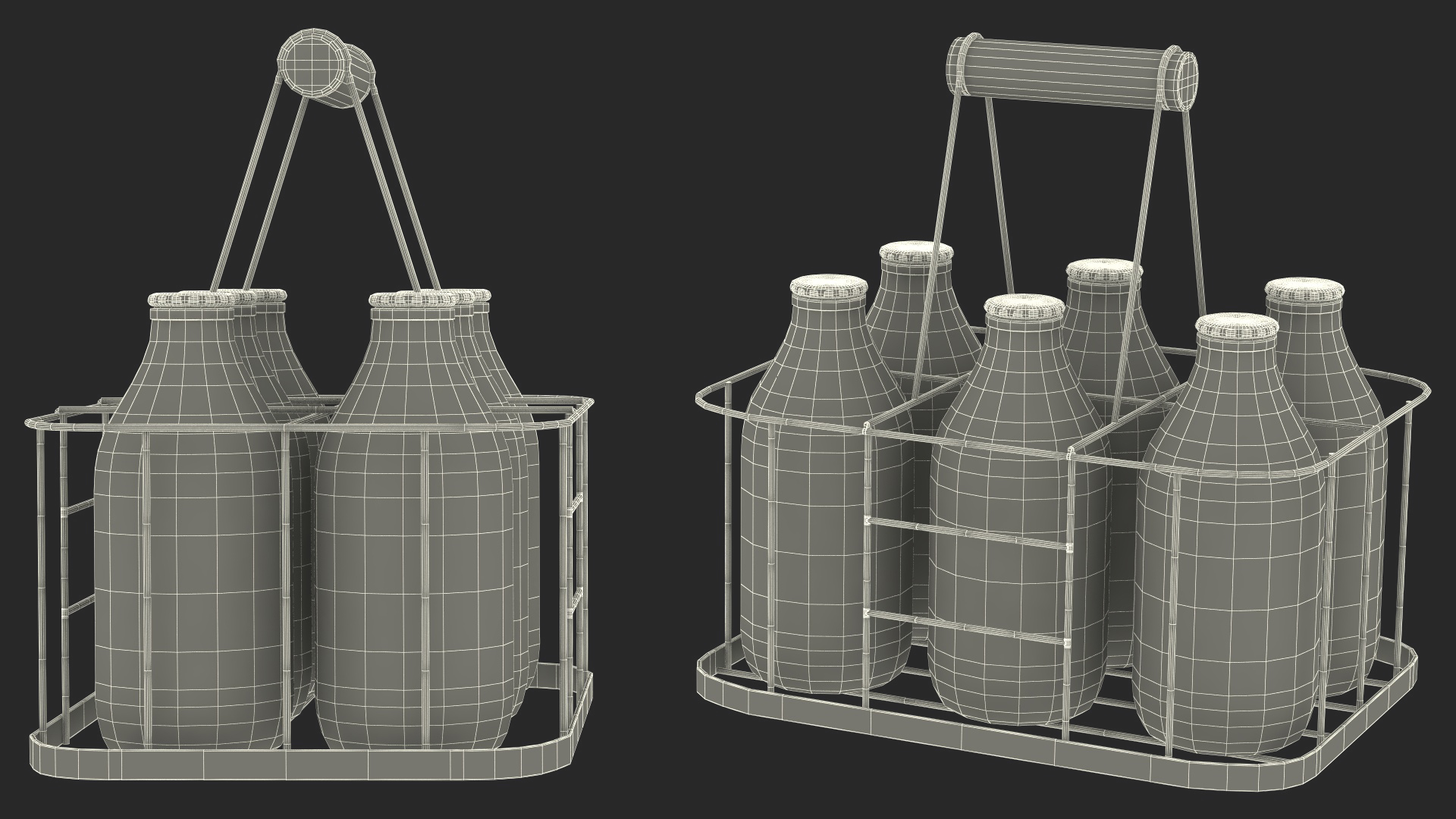 3D Semi-Skimmed Milk Bottles with Foil Top in Carrying Case