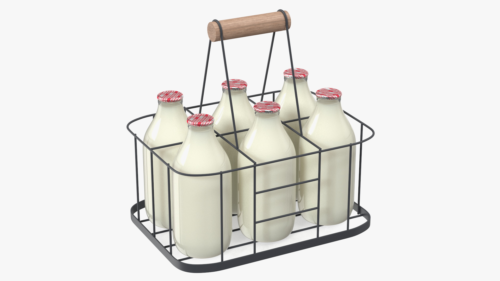 3D Semi-Skimmed Milk Bottles with Foil Top in Carrying Case