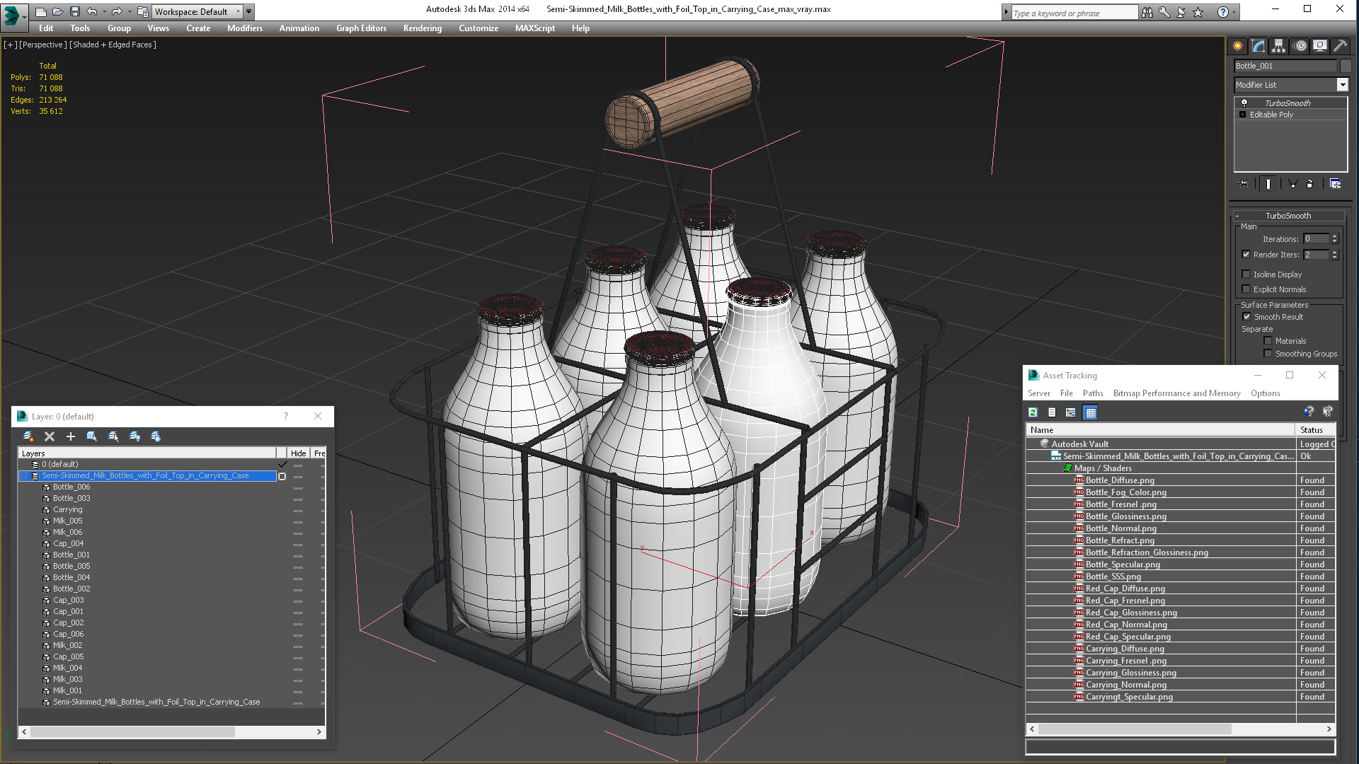 3D Semi-Skimmed Milk Bottles with Foil Top in Carrying Case