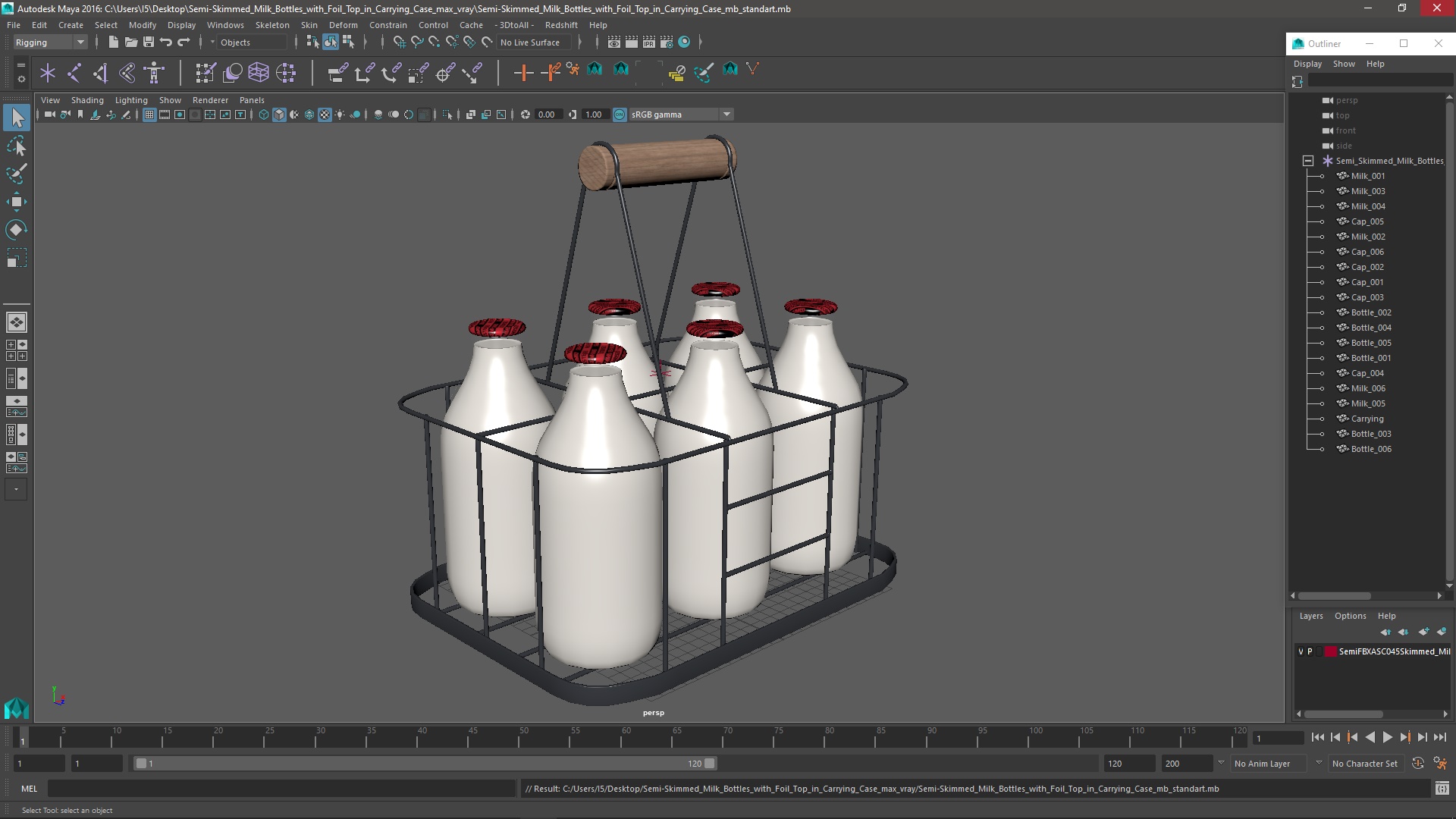 3D Semi-Skimmed Milk Bottles with Foil Top in Carrying Case