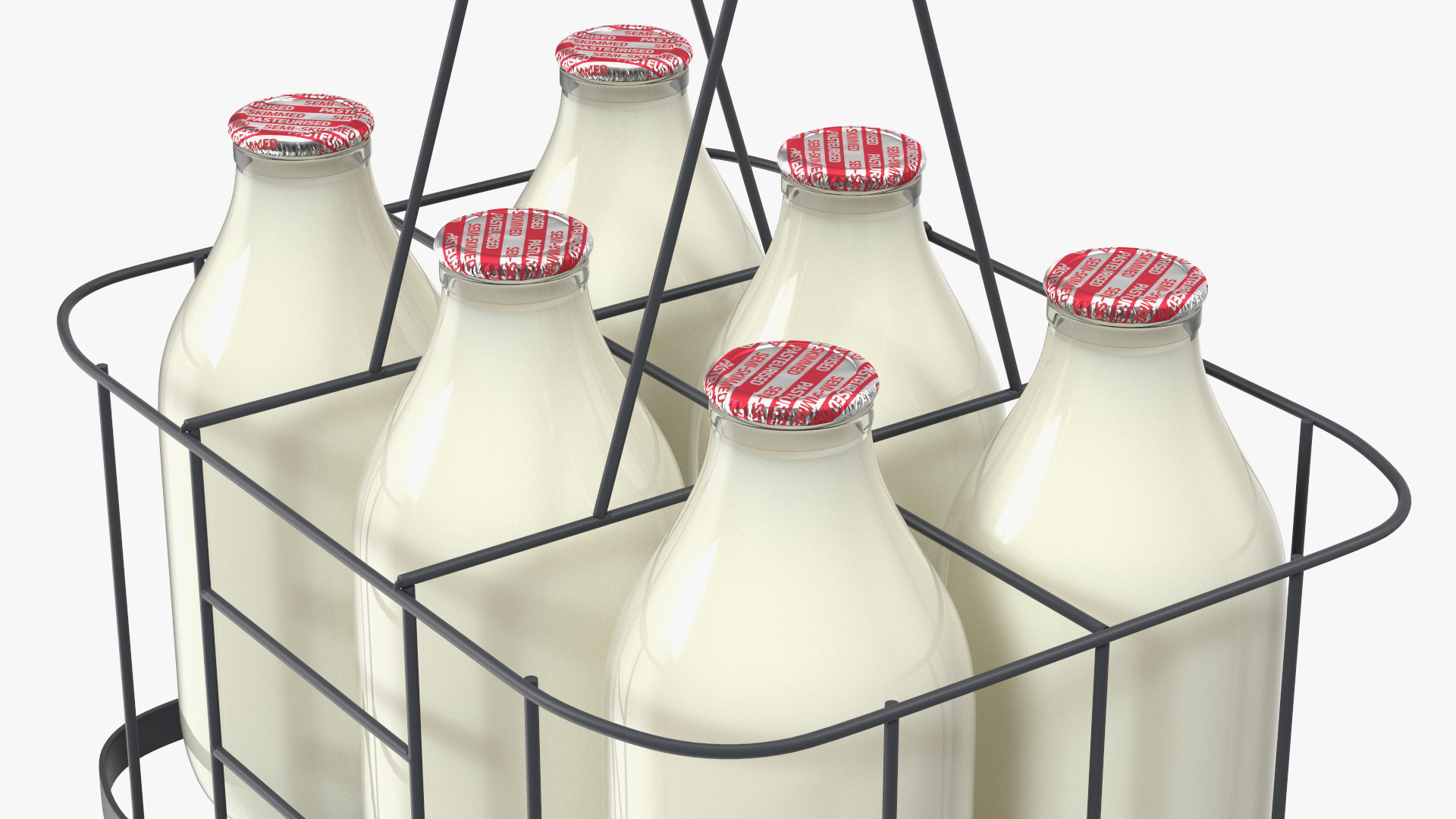 3D Semi-Skimmed Milk Bottles with Foil Top in Carrying Case