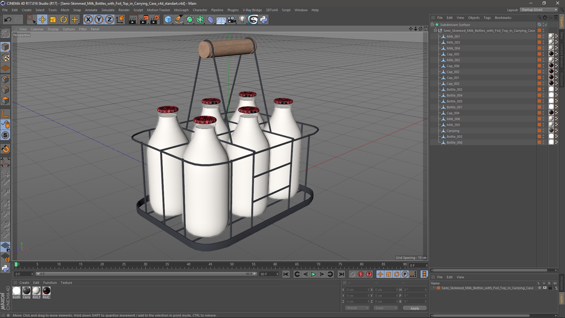 3D Semi-Skimmed Milk Bottles with Foil Top in Carrying Case