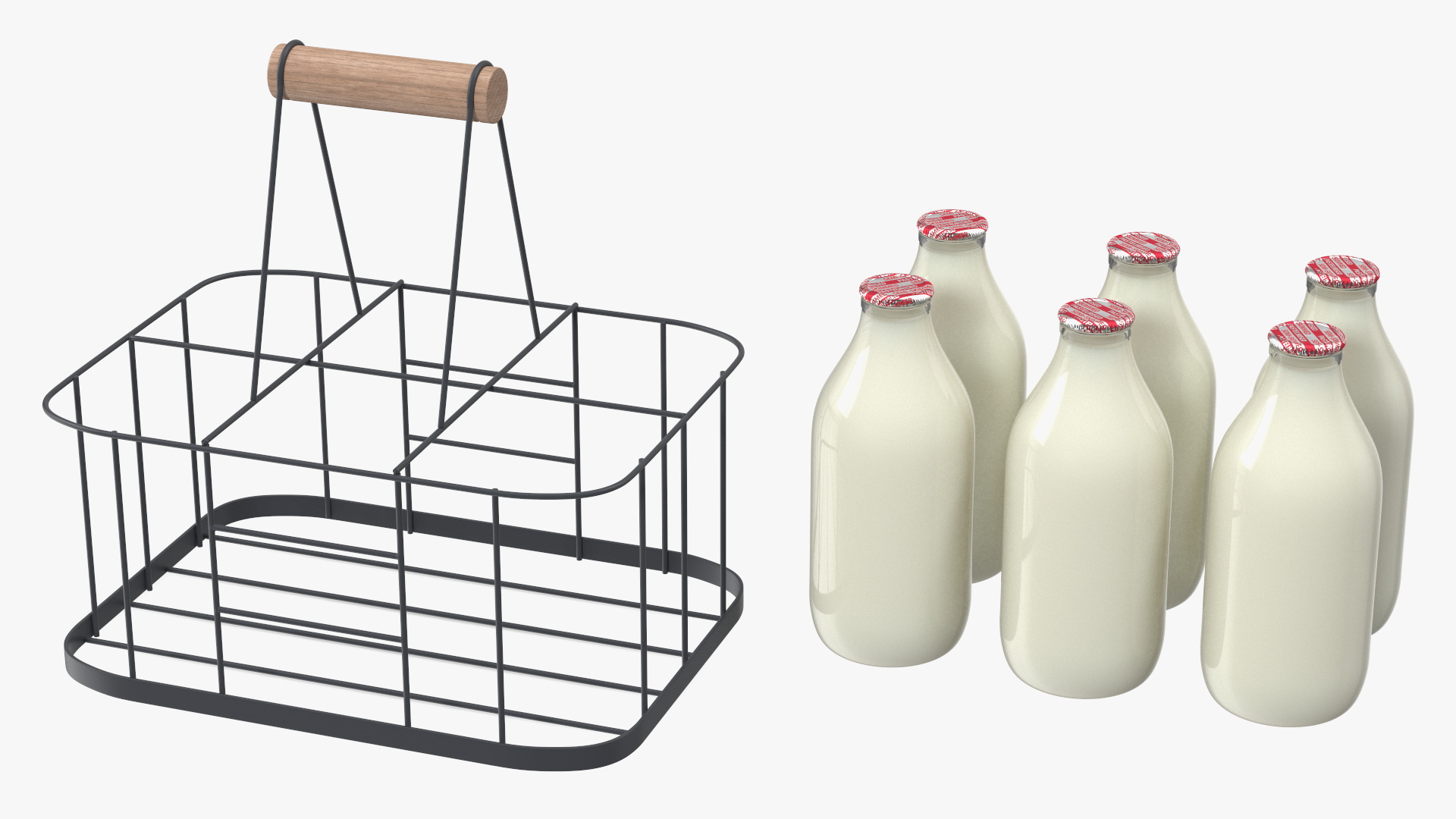 3D Semi-Skimmed Milk Bottles with Foil Top in Carrying Case