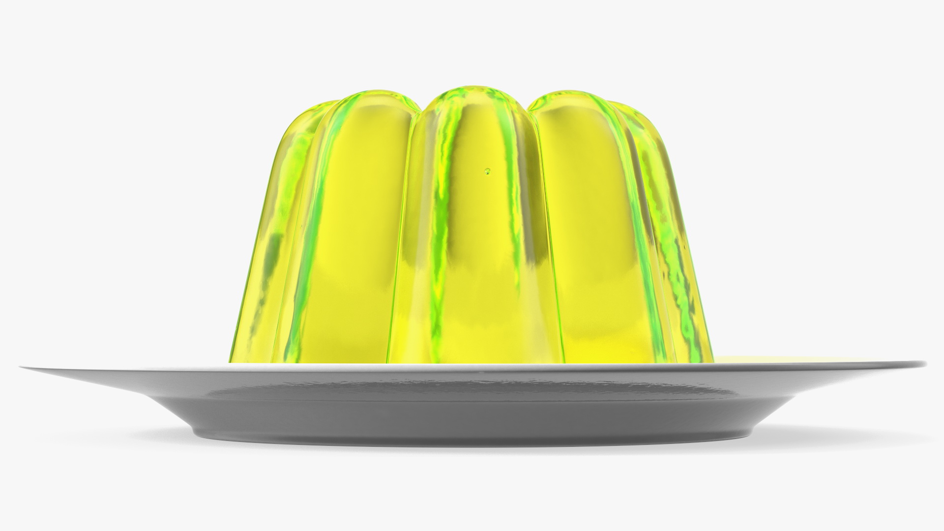 Yellow Vanilla Jelly Pudding on Plate 3D