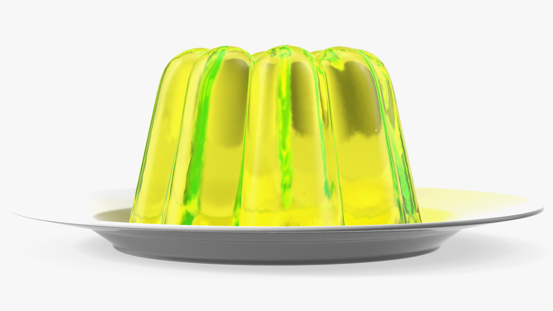 Yellow Vanilla Jelly Pudding on Plate 3D
