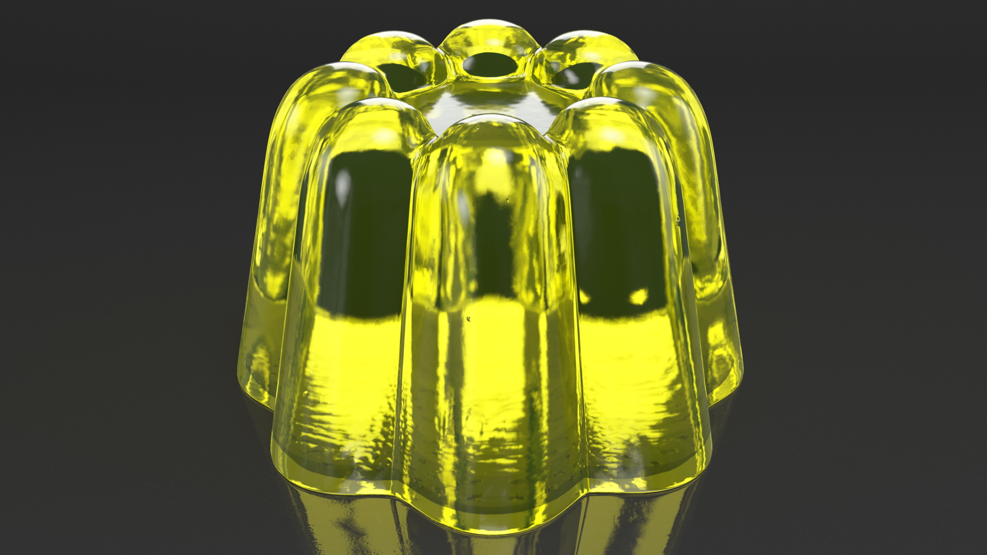 Yellow Vanilla Jelly Pudding on Plate 3D