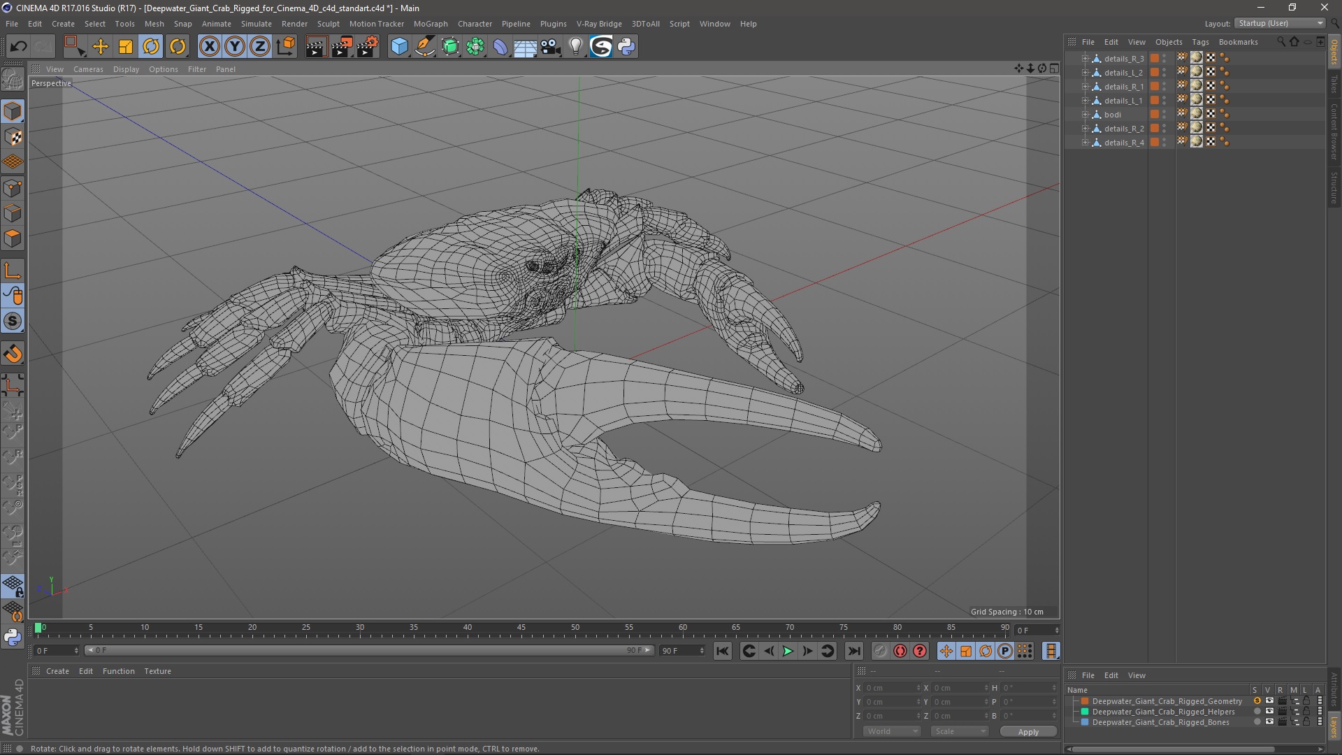 3D Deepwater Giant Crab Rigged for Cinema 4D