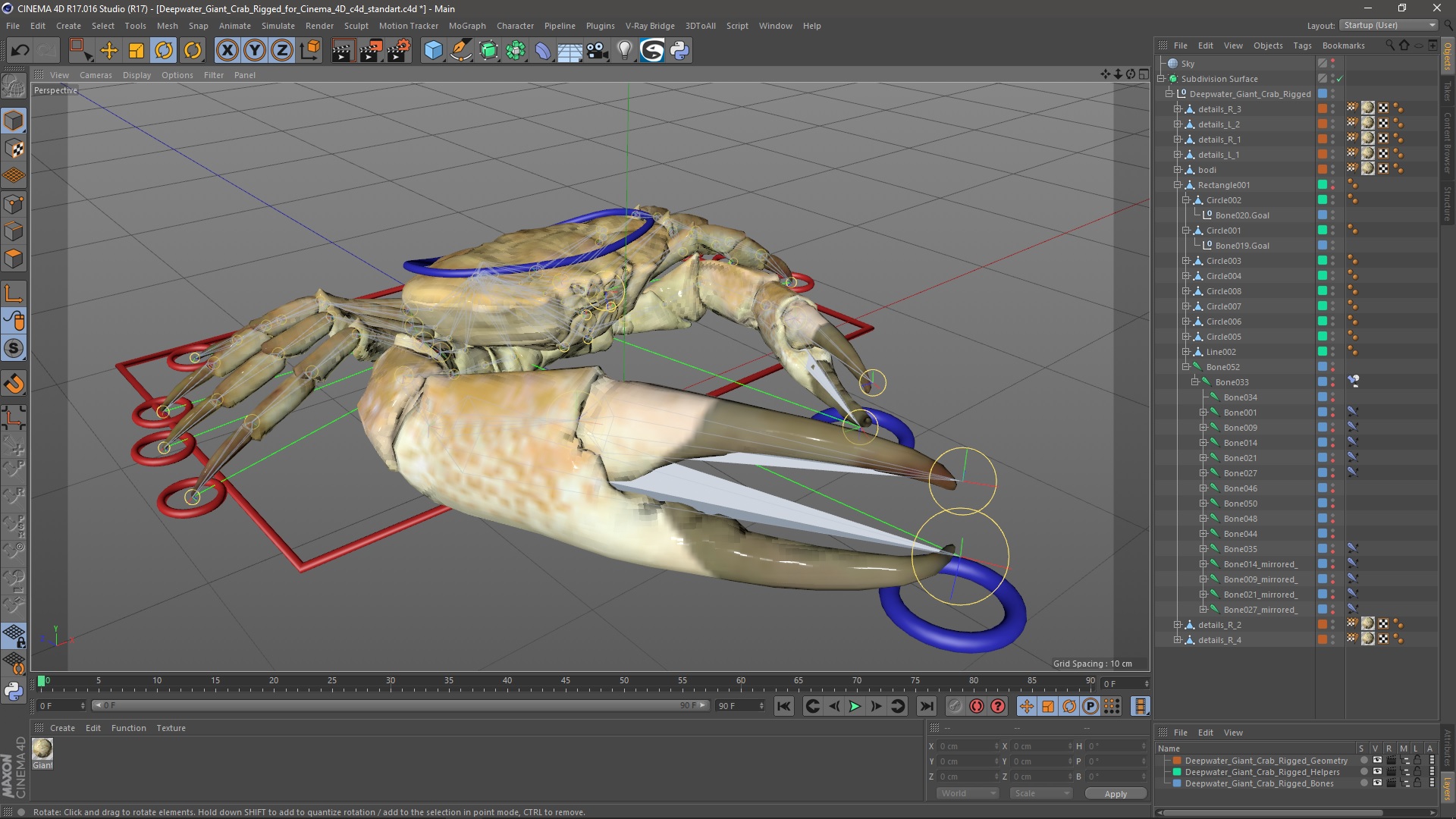 3D Deepwater Giant Crab Rigged for Cinema 4D