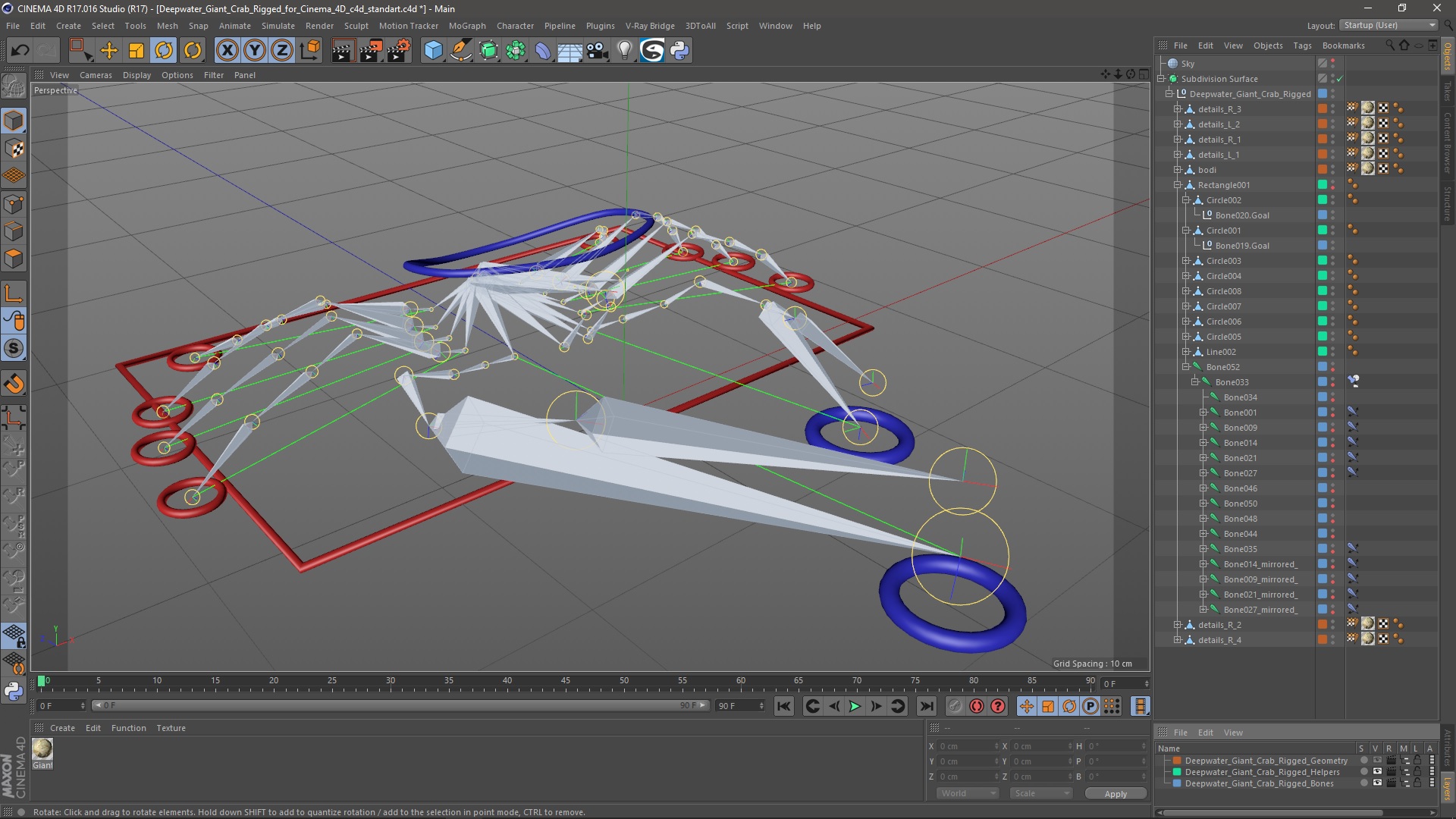 3D Deepwater Giant Crab Rigged for Cinema 4D