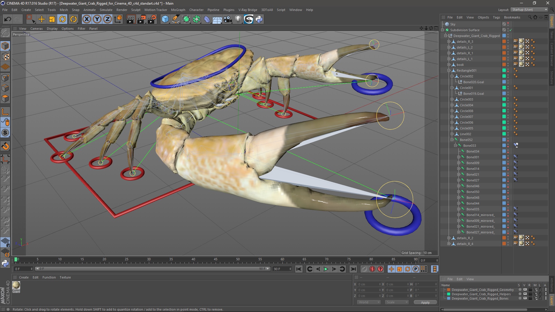 3D Deepwater Giant Crab Rigged for Cinema 4D