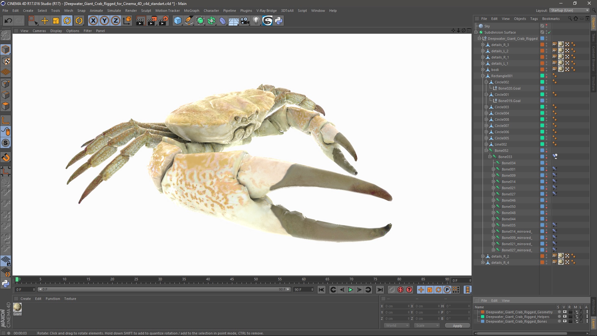 3D Deepwater Giant Crab Rigged for Cinema 4D