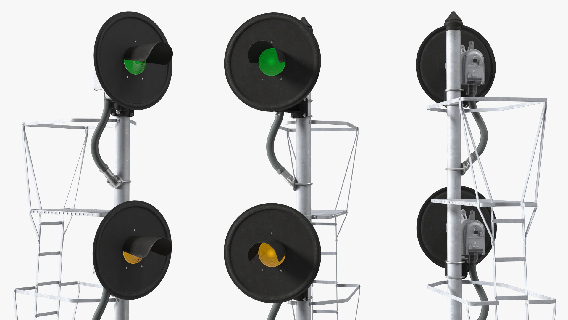 Railroad Searchlight Signal Triple 3D model