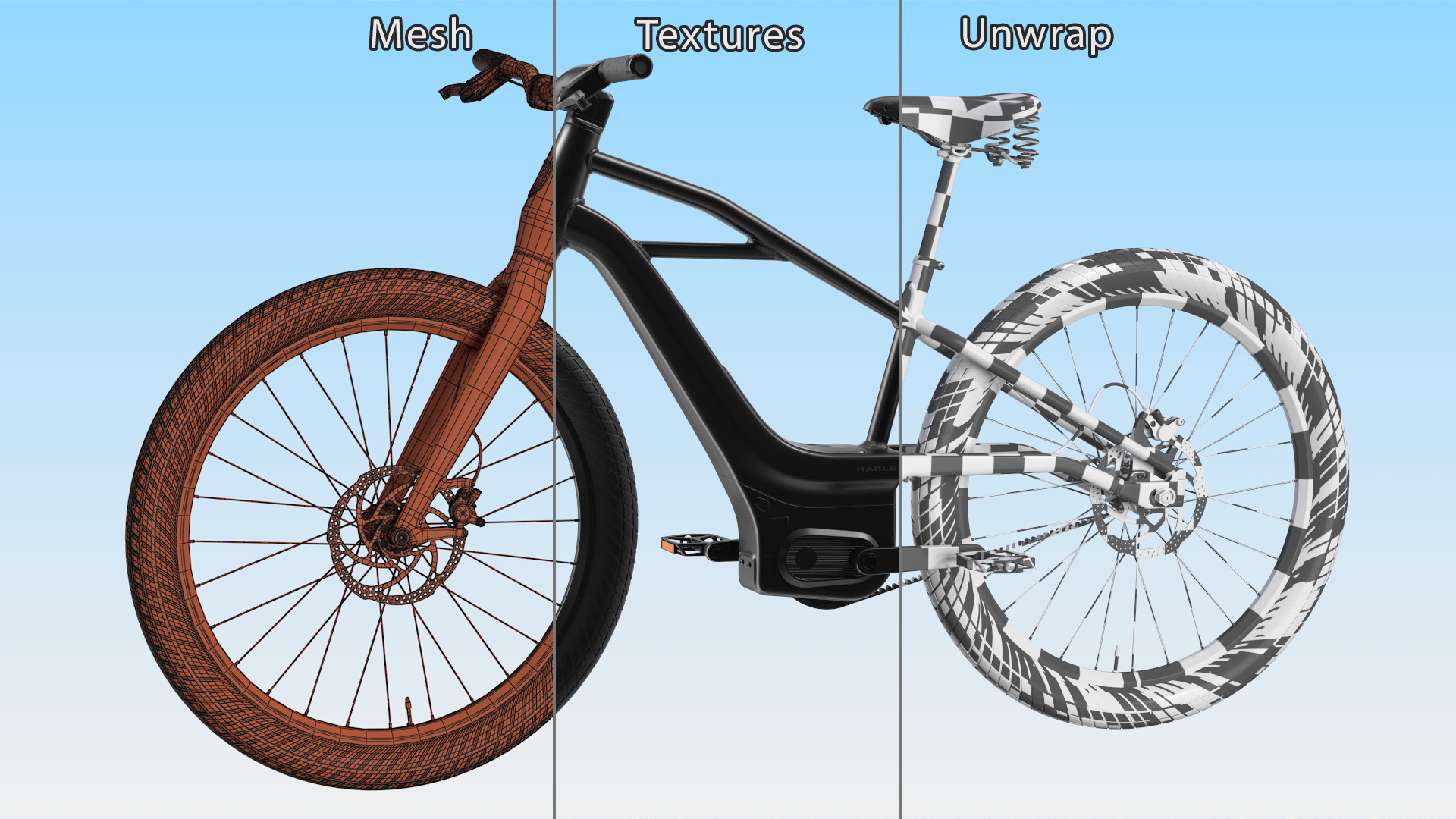 Electric Bike Harley Davidson Black Rigged 3D